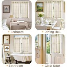 Boho Kitchen Curtains 24 Inch Linen Tier Curtains With Geometric Pattern Bohemian Cafe Small Filtering Window Treatment Living Room RV Back Tab 2 Panels Green On Linen - 26"W X 24"L (Pack Of 2) + Liora | Green On Linen - View 5