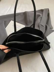 2025 New Vintage Niche Design Asymmetrical Geometric Suede Handbag, Large Capacity Commuter Versatile Shoulder Underarm Bag, Fashionable Tote