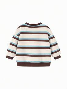 mini bala 男婴卫衣，柔软保暖内衬，温暖可爱的针织上衣，2025冬季款式 - 藍咖色調 - 查看 5