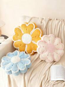 5-Petal Embroidered Flower Pillow Upgrade. This Soft And Comfortable Floral Cushion Adds A Warm And Romantic Touch To Your Living Room Sofa Or Bedroom Headboard. - White Powder Core - View 3
