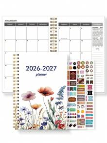 BUBU 2026-2027 学年周计划和月计划本，2026 年 1 月至 2027 年 12 月，6.5 英寸 x 8.2 英寸，软封面，螺旋装订，学校和办公用品，返校季 - 彩色 - 查看 10