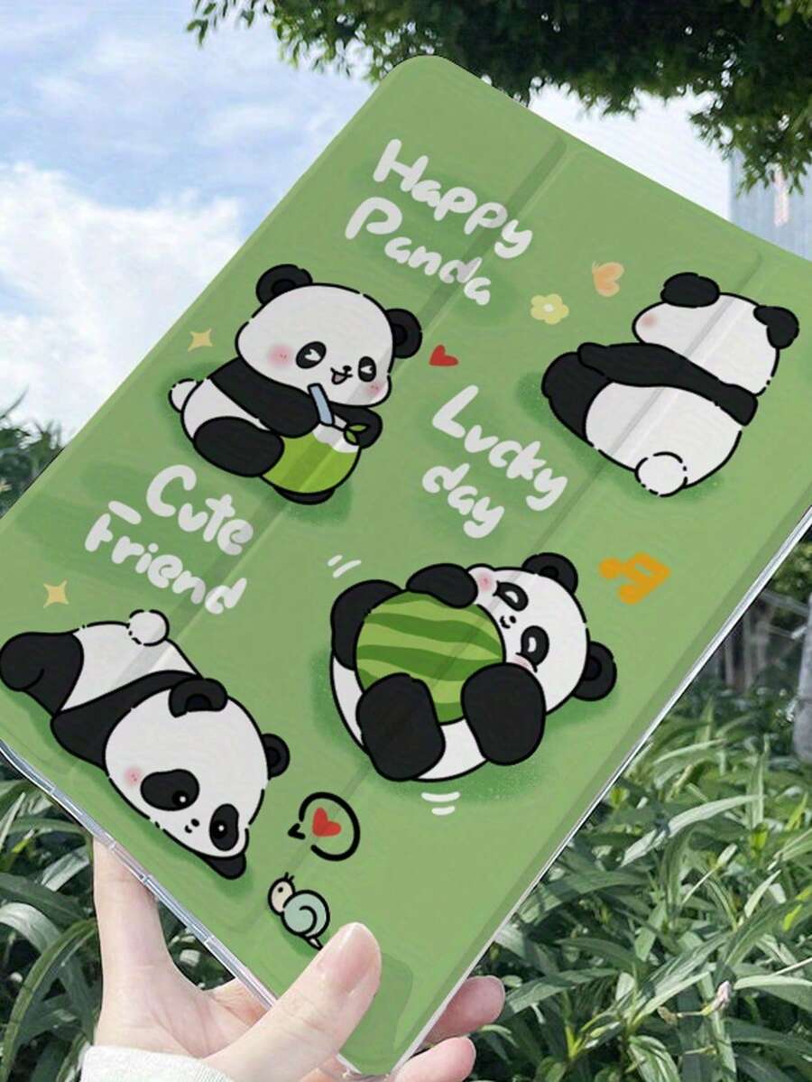 Happy Hugging Gourd Panda-Star Puzzle Trifold Flip Faux Leather Case Tablet Protective Case For IPad Mini 4/5/6 For IPad Pro 2024 13 Inch/202/2021/2022 Full Screen/For IPad Air2024/Air7 2025/For IPad 10/11 2022/2023/2025/For IPad 2017/2018/Air1/Air2/For IPad 2019/2020/2021/For IPad Pro/For IPad Air3/For IPad Pro 2020/2021/2022/For IPad Pro 2024 11 Inch Transparent Bottom Case TPU PU Material With Pen Slot Can Stand - Bà già Gray - Xem 1
