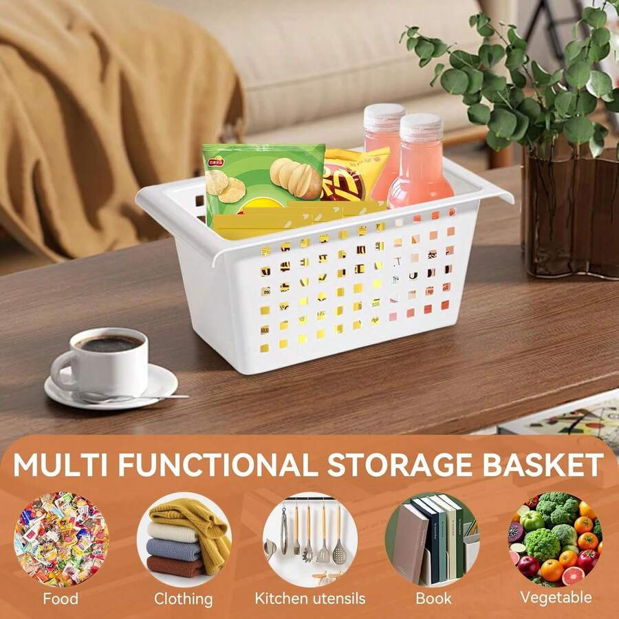 Cesta de almacenamiento para varilla expandible bajo el fregadero organizador PP plástico colgante cesta para armario armario cocina - Blanco - Ver 1