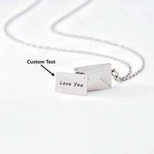 Custom Engraving Photo Locket •Sentimental Relationship Jewelry •Gold Mail Envelope Couple NecklaceBest Friend GiftMom's Gift - Multicolor - View 1