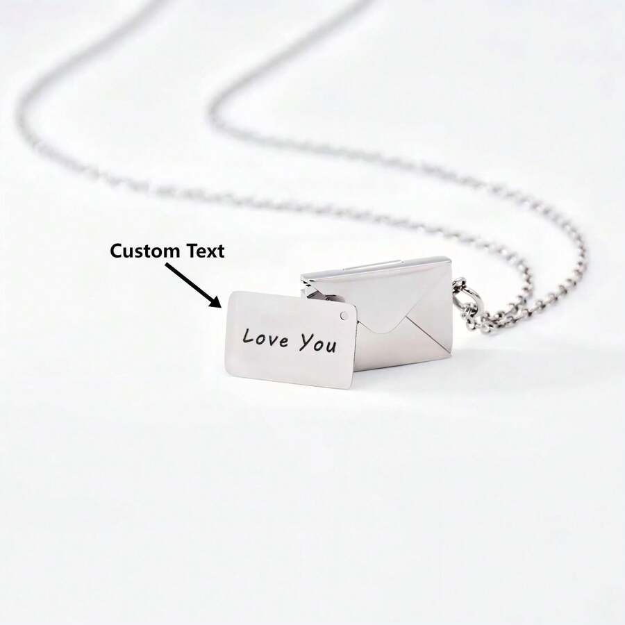 Custom Engraving Photo Locket •Sentimental Relationship Jewelry •Gold Mail Envelope Couple NecklaceBest Friend GiftMom's Gift - Multicolor - View 1