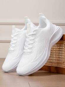 Women's Outdoor Sports Shoes, Lightweight Breathable Mesh Walking Sneakers, Comfortable Athletic Tennis Shoes For Gym Workout, Perfect Gift For Her - 白色 - 查看 1