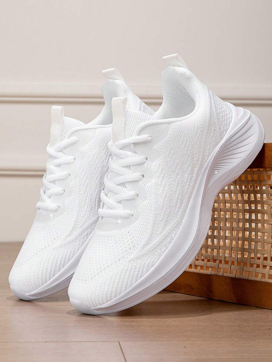 Women's Outdoor Sports Shoes, Lightweight Breathable Mesh Walking Sneakers, Comfortable Athletic Tennis Shoes For Gym Workout, Perfect Gift For Her - 白色 - 查看 1