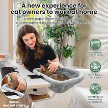 1个柔软猫咪桌面床，半圆形猫窝，金属框架一键折叠，柔软仿兔毛材质，适用于各种桌面，最大承重40磅 - 44*46cm - 查看 5