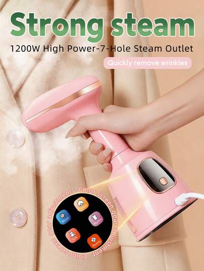 OBOVAY Hanging Ironing Machine, Steam Hanging Ironing Machine, Handheld Ironing Machine, 1200W High Power, Fast Heating, Strong Steam, Quick Wrinkle Removal, 220ml Large Capacity Water Tank, Suitable For Ironing Collars, Cuffs, Buttons And Other Small Areas, Color Screen Gear Display, Flat Ironing/Hanging Ironing 2-In-1, Suitable For Family | Business Travel | Student Dormitory