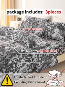 3pcs Leopard Print Bedding Set, Soft & Skin-Friendly Bed Linens Set, Includes 1 Duvet Cover & 2 Pillow Shams - Multicolor - View 9