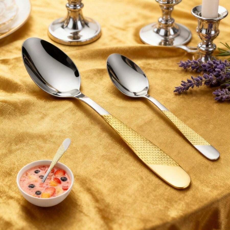 12pcs Luxury Italian Espresso Coffee Spoons, Stainless Steel Mini Coffee Spoons, Fashionable Mini Tea Spoon Set - With Star Diamond Handle Design, For Stirring Coffee, Desserts, Ice Cream, Kitchen Utensils, Coffee Lovers, Dessert Lovers, Serving Spoons, Berry Spoons - - - View 1