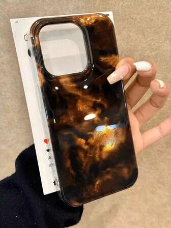Tortoise Shell Phone Case High-End Amber & Brown Tie Dye Gradient Phone Case Compatible With IPhone 16 Pro Max, Korean Ins-Inspired Minimalist Chic Design Compatible With IPhone 15, 14, 13 Pro, 12, 11 Plus Models, Anti-Fall Full Coverage Waterproof Shockproof Scratch Resistant