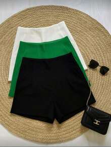SHORT KIT OF 3 PIECES, TAILORED SOCIAL WORK, NEW FASHION 2025 - GREEN WHITE BLACK LIZ - View 1