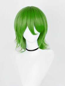 男女通用角色扮演短款反卷波波头，带刘海，蓬松波浪动漫风格，16英寸耐热合成纤维假发，角色扮演精灵短发，动漫发型 | 精灵短假发 - 彩色 - 查看 35