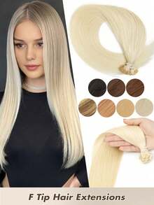 50pcs/Pack Human Hair Extensions, Flat Tip Extensions, 14-22 Inches Straight Hair, Keratin Bonded Extensions, Invisible F-Tip Real Human Hair Extensions - Multicolor - View 16