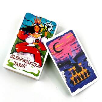 Senaste Sleepwalker Tarot söta tecknade kortspel brädspelssamling (med QRCod PDF-guidebok)