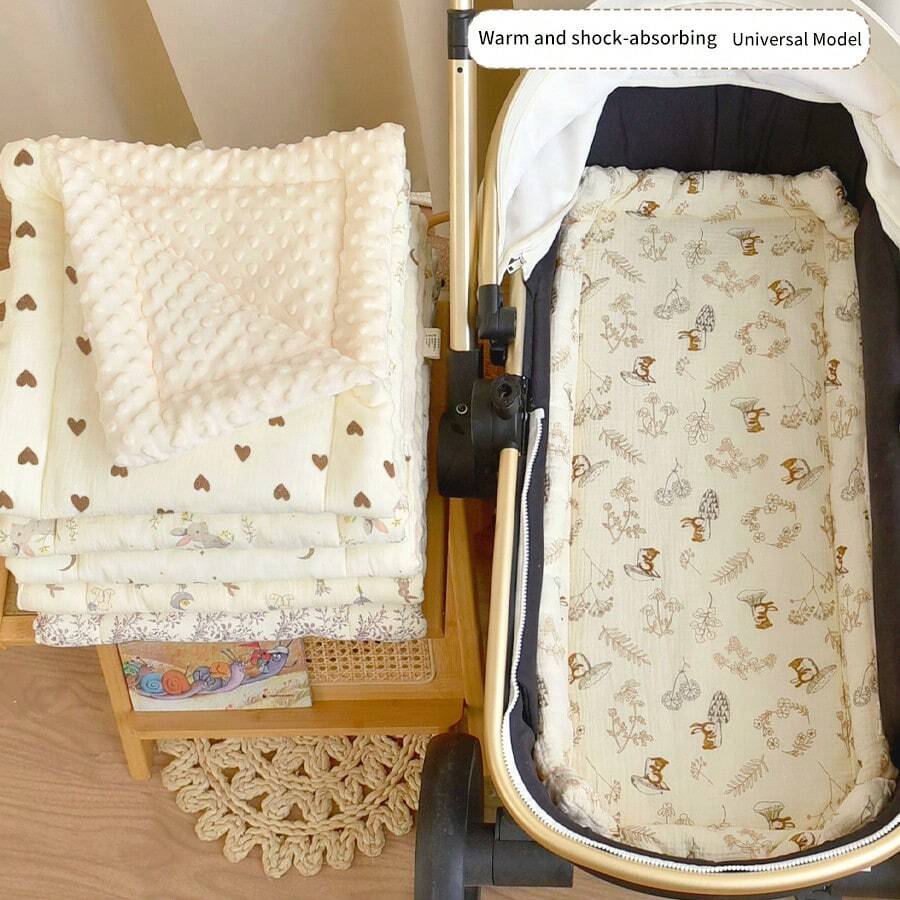 1 pieza Almohadilla para cochecito de bebé, Esterilla de bebé gruesa para otoño/invierno, Felpa con cuentas 3D - Super suave y cómoda, amigable con la piel, lavable, cojín cálido reversible, universal para asiento de cuna/cochecito recién nacido, gran regalo para bebé en Navidad, Halloween, Acción de Gracias - Cojín para asiento de cochecito Baby Bean - Ver 1