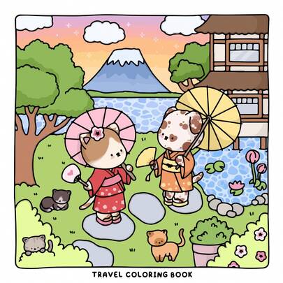 (48 Pages/136g) 1 Book 21x21cm "Travel Coloring Book" - Cute Adult Coloring Book, Thick Opaque Paper, Clear Lines | Adorable Animal Explorers And Global Landscapes, Cultural Journey, Ideal Gift For Travel Lovers, Suitable For Stationery, School Supplies, Great Gift For Girls, Valentine's Day, New Year