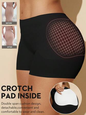 1pc Women Waist Trainer Shorts With Butt Pads, Seamless Shapewear Tummy Control Panty