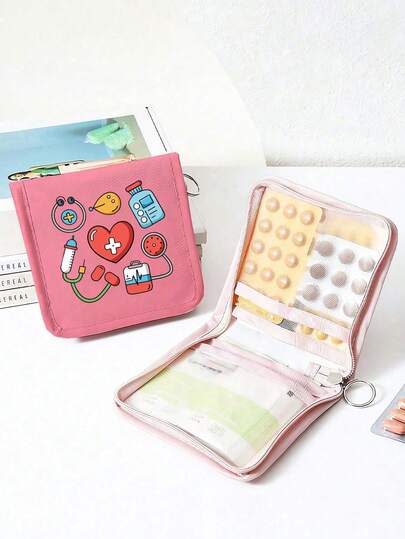 1 pieza Bolsa portátil de medicamentos, Caja compacta de pastillas, Bolsa de almacenamiento de medicamentos de viaje conveniente, Adecuada para uso diario/al aire libre/viajes, Esencial para viajeros conscientes de la salud y frecuentes, Bolsa de medicamentos de tela multifuncional, Kit de primeros auxilios portátil, Bolsa de medicamentos de viaje al aire libre, Bolsa de almacenamiento de emergencia de medicamentos para dormitorio (Disponible en varios colores)