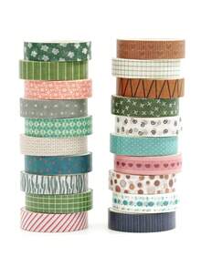 Bộ 20 cuộn băng dính Washi họa tiết cơ bản, băng dính giấy mỏng với các hình dán hoa, sao, mũi tên, trái tim, thích hợp cho nghệ thuật, DIY, sổ tay, kế hoạch, album ảnh, trang trí gói quà. - Nhiều màu - Xem 16