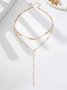 1件 时尚简约多层项链 - 金色 - 查看 2