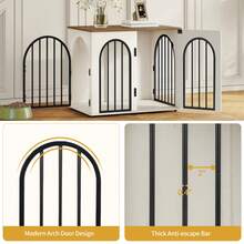 HEXCELEN 26.8'' Wooden Dog Crate Furniture, Indoor Dog Kennel Dogs Cage For Small Dogs, Heavy Duty Dog Crates Decorative Pet House End Side Table TV Stand, White Brown - 白色/棕色 - 查看 6