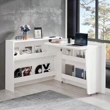 Biurko składane z kółkami i ładowarką bezprzewodową – połysk biały – komoda 2 w 1 i stanowisko pracy, 115 x 27 x 93 cm po zamknięciu, powierzchnia robocza 95 x 51 cm, z półką i systemem zabezpieczającym przed przewróceniem, kółka z hamulcami – biurko - Biały - Zobacz 12