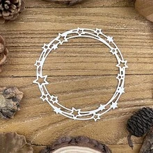 1pc Green Leaf & Star Wreath - Round Frame Scrapbooking Metal Cutting Die, For Greeting Cards, DIY Scrapbooking Albums, Home Decor, Holiday Blessings, Handmade Crafts - Silver - View 7