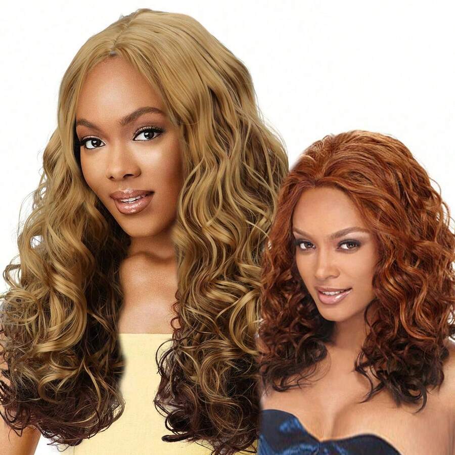 18 Inch Shawl Large Wave Roll Chemical Fiber Hair For Women With Bangs Fashion Women's Synthetic Wig For Daily Or Holiday Party Wear - Multicolor - View 1