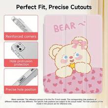 Tri-Fold Protective Case For IPad, Compatible With 7th/8th/9th Gen & IPad Air4/Air5/Air6 Pro11 (2020/2021), Ultra-Thin Soft Back Cover With Stand & Sleep/Wake Function, Case For IPad Air, Versatile Tablet Use, Cute Bear Design, Dropproof Protection, IPad - 無色 - 查看 6