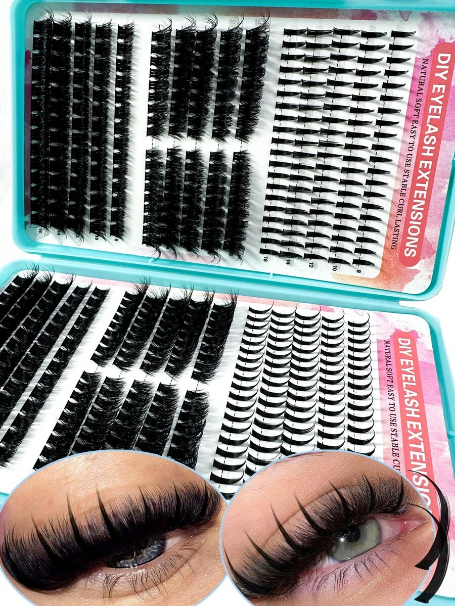 Russian Lash Extensions Kit Spikes Lash Individuals 100D 120D Volume Eyelash Clusters D-Curly Lash Clusters Kit 10-20MM DIY Eyelash Extensions,6 Styles Lash Clusters Spike Lashes Individual Lash Clusters,Multi-Type Natural Look,40D/60D/80D/100D/120D Reusable Individual Segmented False Eyelashes Wispy&Ultra Soft DIY Eyelash Extension At Home - 黑色 - 查看 1