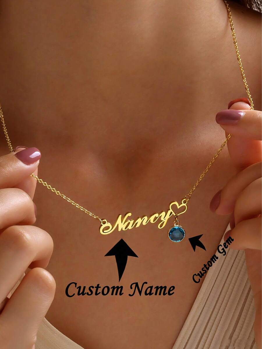 1件装姓名项链 个性化姓名吊坠 定制珠宝 送给女性 妈妈 妻子 少女 伴娘 生日礼物 圣诞礼物 - 彩色 - 查看 1