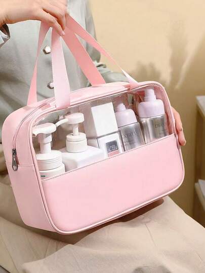 3/1PC Transparent PVC Toiletry Bag For Makeup Tools Letters Makeup Bag Water-Proof Portable Chenille Letter Zipper Make Up Organizer Minimalist Initial Letter Patch Travel Toiletry Bag For Women For Bathroom Wash BagGift For Mom Beach Bag Beach Essentials Beach Towel Organizer Beach Accessories Beach Stuff Holiday Bag Holiday Essentials For Winter And Fall For Vacation Valentine's Day
