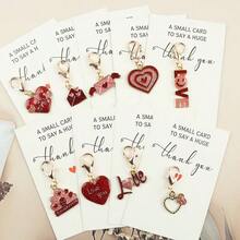 Set de 9 piezas de llaveros de la serie roja para el Día de San Valentín, que incluye un regalo de aprecio con forma de corazón, ideal como regalo del Día de San Valentín para novia/novio, también adecuado para aniversario, bendición, cumpleaños, pequeños regalos sorpresa para fiestas. Incluye accesorios colgantes. - Multicolor - Ver 7