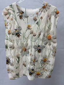 Plus Size V-Neck Sleeveless Tank Top, Minimalist & Fashionable, Suitable For Summer - Multicolor - View 1