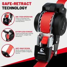 EZARC Heavy Duty 1"X10' (25mm X 3m) Retractable Ratchet Tie-Down Straps, Effortless Tightening, Anti-Snap, Professional Grade,  Use, Husband/Father Gift Giving, - 1 - View 4