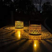 太阳能曼陀罗铁艺壁灯，暖色LED灯，适用于户外花园、庭院、草坪、公园 - 菱形曼陀羅壁燈 - 查看 3