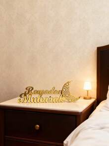 1 món đồ trang trí Eid Mubarak, hình trăng lưỡi liềm bằng gỗ 2026 dùng để trang trí bàn ăn trong tháng Ramadan, chữ cái bằng acrylic vàng, quà tặng Ramadan trong nhà bằng tiếng Ả Rập, đồ trang trí nhà cửa, lò sưởi, văn phòng theo phong cách Hồi giáo. - Nhiều màu - Xem 4