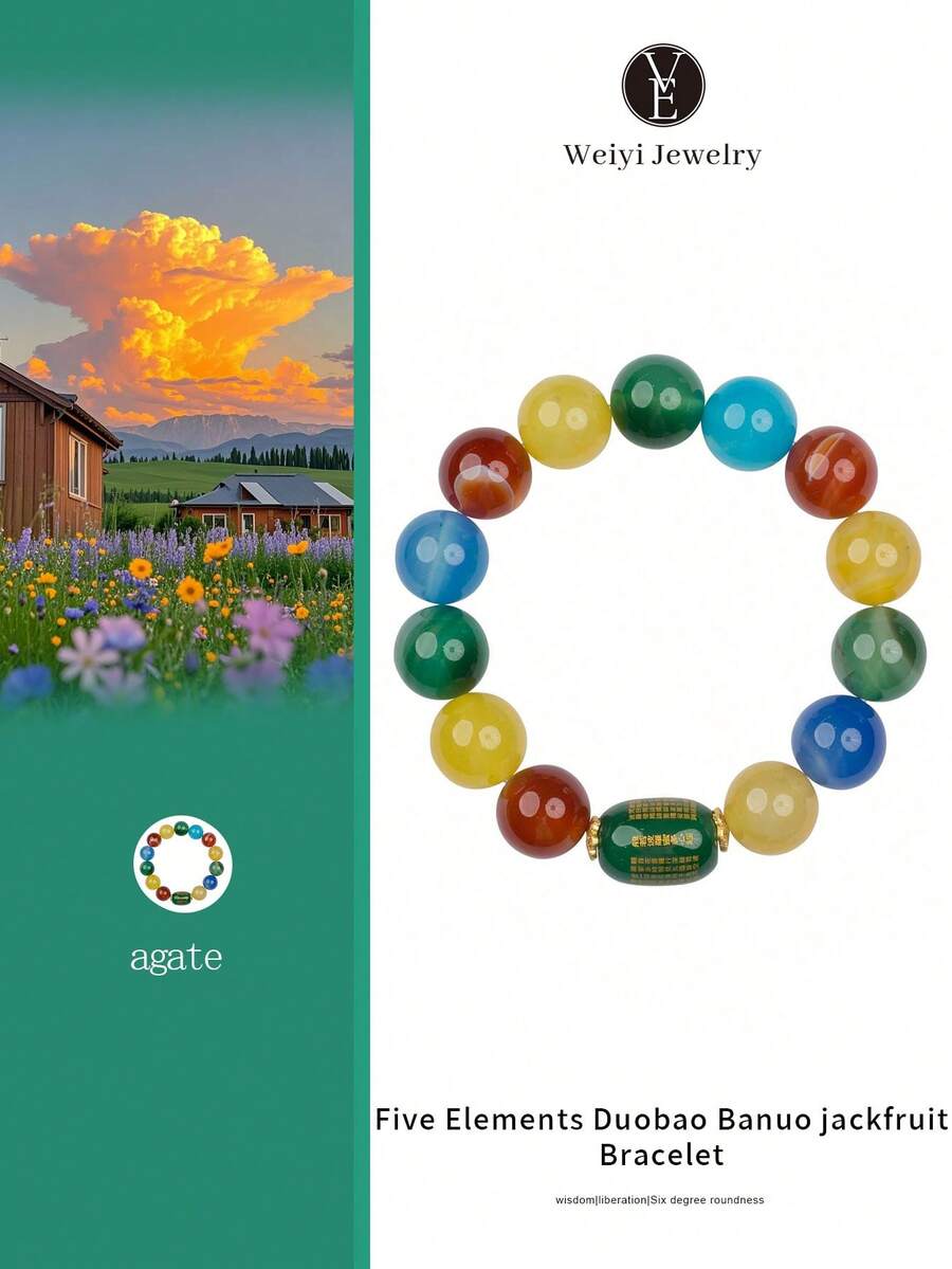 1 pezzo Braccialetto multifunzionale di alta qualità in agata verde naturale con inciso il Sutra del Cuore e gli Elementi Fondamentali, per purificare la mente ed eliminare l'energia negativa, con perle di agata degli Elementi Fondamentali per bilanciare la fortuna, braccialetto intrecciato con perle di cristallo naturale, accessorio di lusso adatto sia per uomo che per donna, essenziale per il tuo segno zodiacale, adatto come regalo o per uso personale. Il colore della pietra naturale può variare.