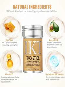 ikt 发蜡棒造型套装 - 不油腻的边缘控制套装，配有野猪鬃毛刷、鼠尾梳和环形发具、鳄梨油浸润定型蜡，可打造顺滑秀发，控制毛躁，为女性和女孩打造日常发型 - 75克 - 查看 4
