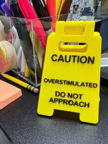1 Pc Caution Overstimulated Desk Sign - Funny Office Desk Warning Signs For Colleagues, Employees, And Bosses, Durable And Lightweight Workspace Warning Signs And Office Decorations - View 1