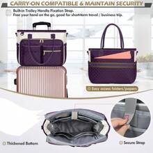 Teacher Tote Bag 15.6 Inch Laptop Bag For Women Work Bag Laptop Tote Nurse Bag Professional Computer Messenger Bag With Insulated Pocket, Laptop Briefcase For Office, College, Nursing - 紫色拼白色 - 查看 5