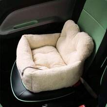 1pc Pet Travel Car Bed, Soft Car Bed For Small To Medium Pets, Comfortable With Adjustable Straps, Portable And Washable, Suitable For Car Trips - Beige - View 6