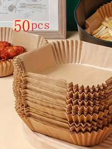100pcs Air Fryer Parchment Paper Liners, Non-Stick Baking Paper, Heat Resistant & Waterproof, Suitable For Air Fryer, Kitchen, Cooking, Grilling, Outdoor Activities, Oven, Compatible With Most Air Fryers And Microwaves, Ideal For New Year Or Valentine's Day Gifts