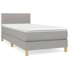 vidaXL Boxspringbett Mit Matratze, Hellgrau, 100x200 Cm, Stoff - Grey - View 2