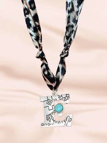 西部乡村风格复古绿松石装饰字母吊坠豹纹祭祀项链（女士款） - 西部 - 查看 19
