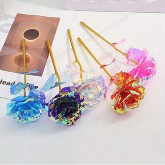 5 piezas, Rosa de Oro Dorado, Flor Eterna, Rosa Artificial Eterna, Rosa Romántica Eterna, Regalo del Día de San Valentín, Regalo del Día de la Madre, Decoración del Hogar