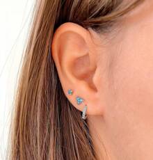 1 Pair Of Gold Zirconia Stud Earrings - TZ00389 Blue 18K Pair - View 12