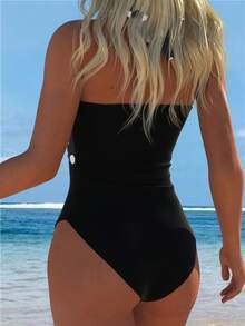 Sultry Sol Große Größen Badeanzug, Luxuriöser, klassischer, moderner, eleganter, schicker Bestseller-Strandoutfit für den Urlaub, sexy Sommer-Kurven für Frauen - Schwarz und Weiss - Übersicht 5
